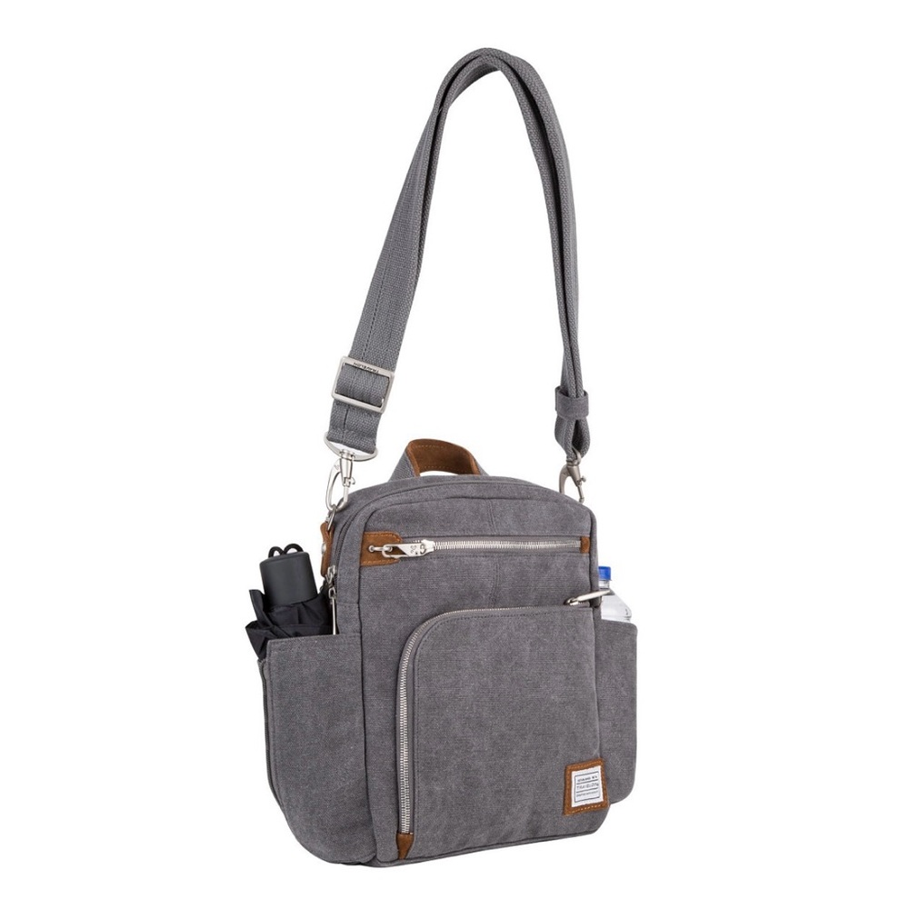 Gray Canvas Shoulder Bag